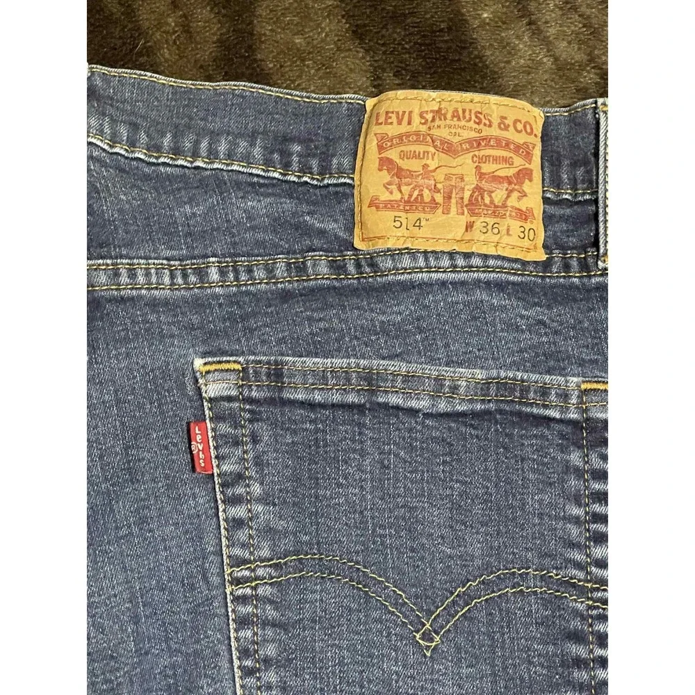 Levi's 514 Jeans Mens 36x30 Blue Straight Fit Denim Medium Wash 00514-0928‎